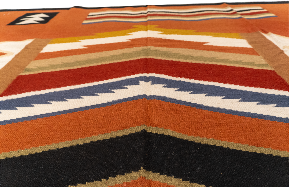 W 7.10 L 9.10 Navajo 100% Wool Hand-Woven Geometric Design - 57388