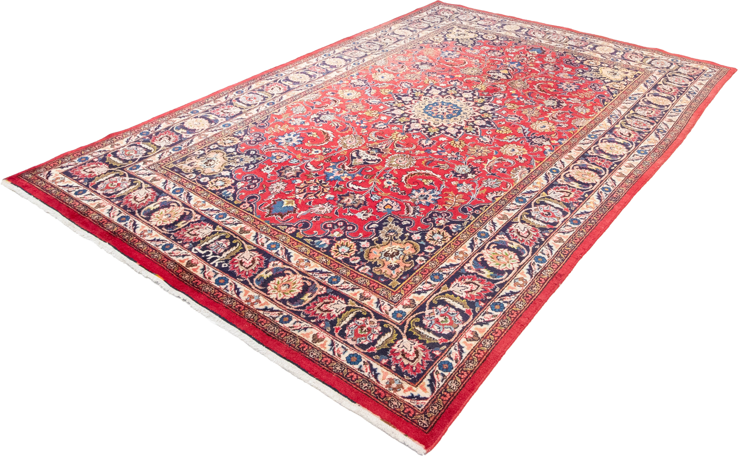 W 6.5 L 9.9 Mashad 100% Wool Hand-Woven All-Over Design - 57416