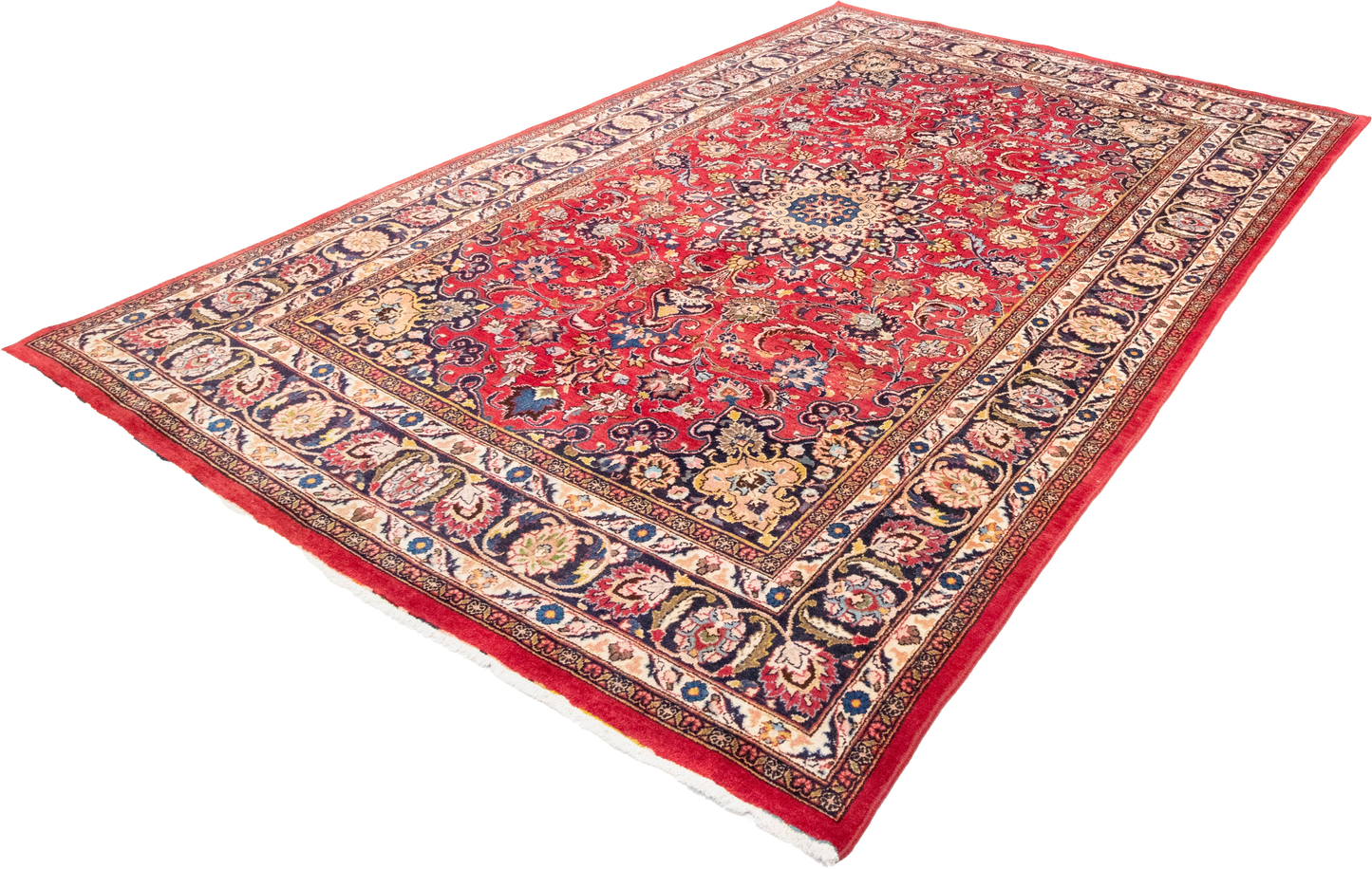 W 6.5 L 9.9 Mashad 100% Wool Hand-Woven All-Over Design - 57416