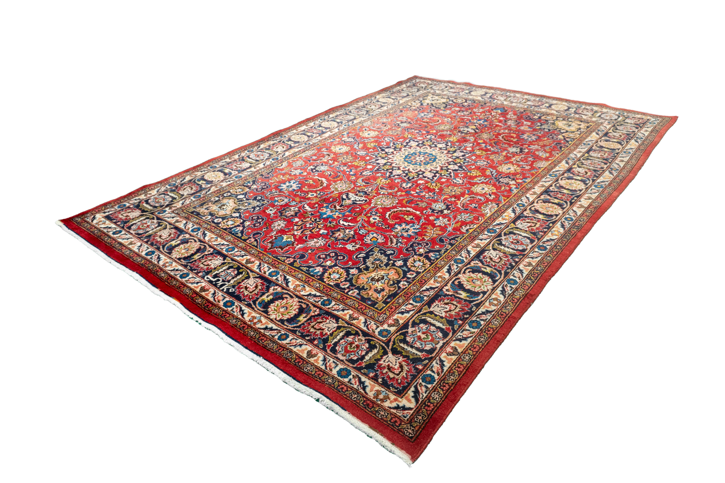 W 6.5 L 9.9 Mashad 100% Wool Hand-Woven All-Over Design - 57416