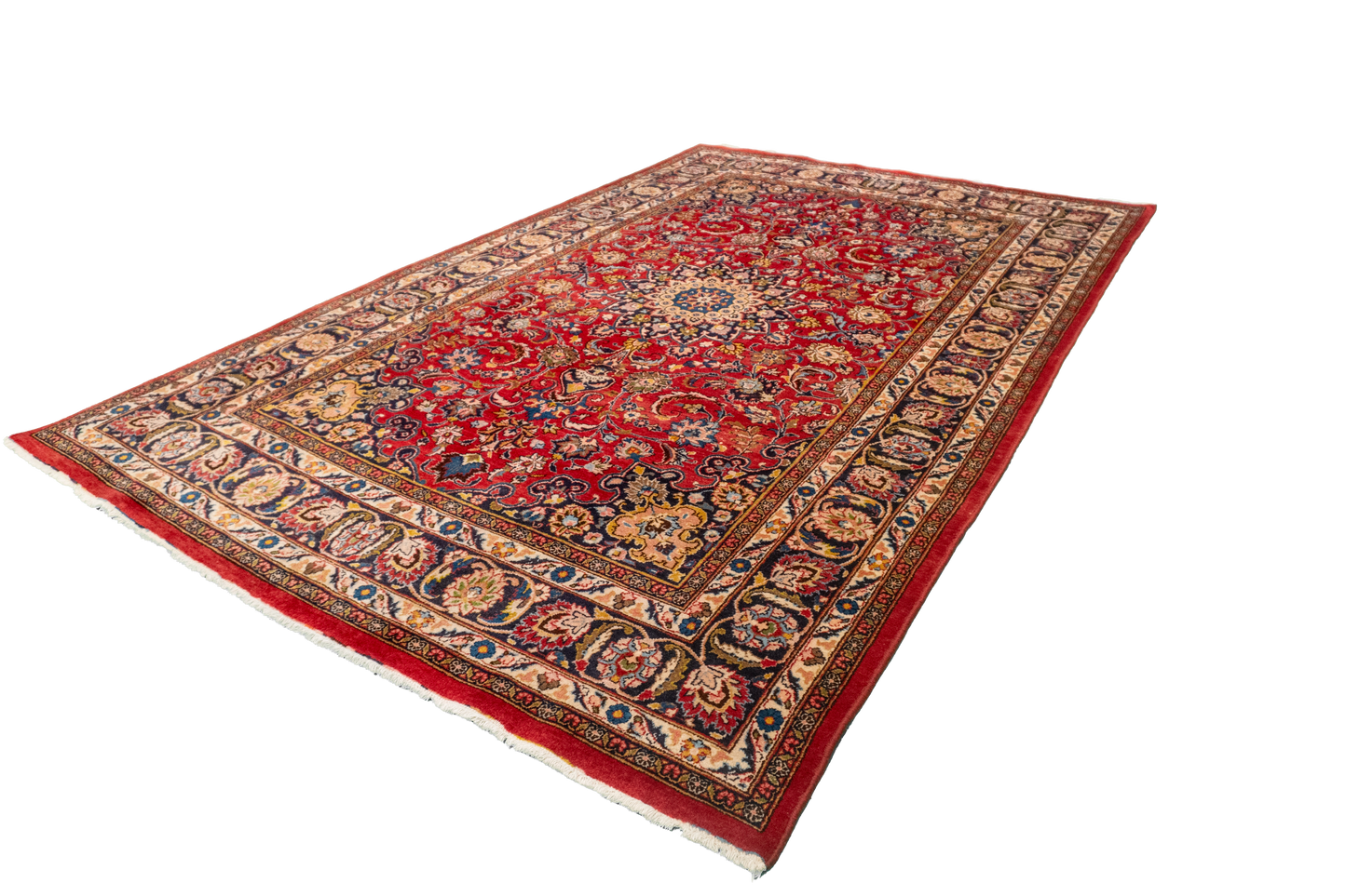 W 6.5 L 9.9 Mashad 100% Wool Hand-Woven All-Over Design - 57416