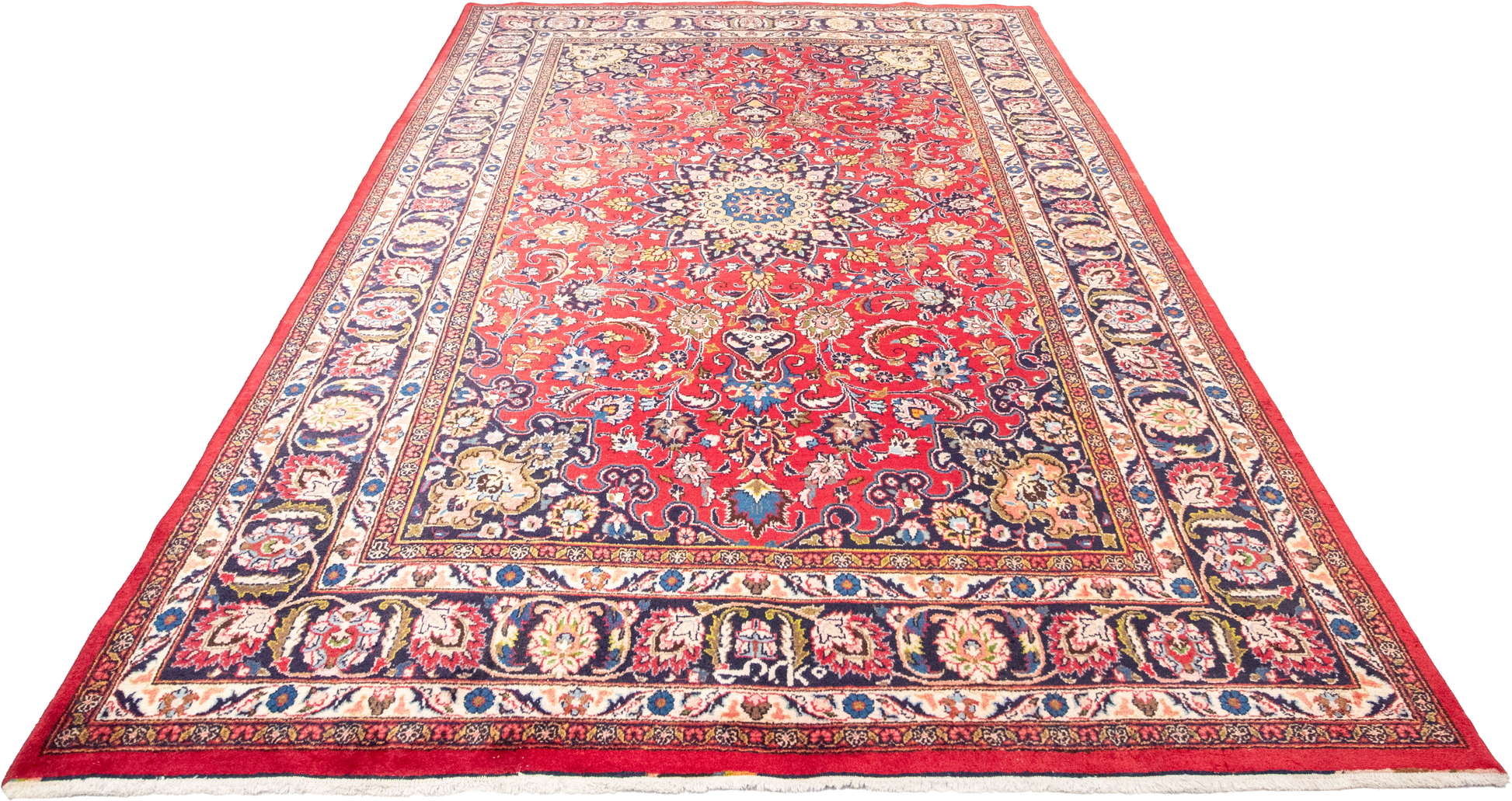 W 6.5 L 9.9 Mashad 100% Wool Hand-Woven All-Over Design - 57416