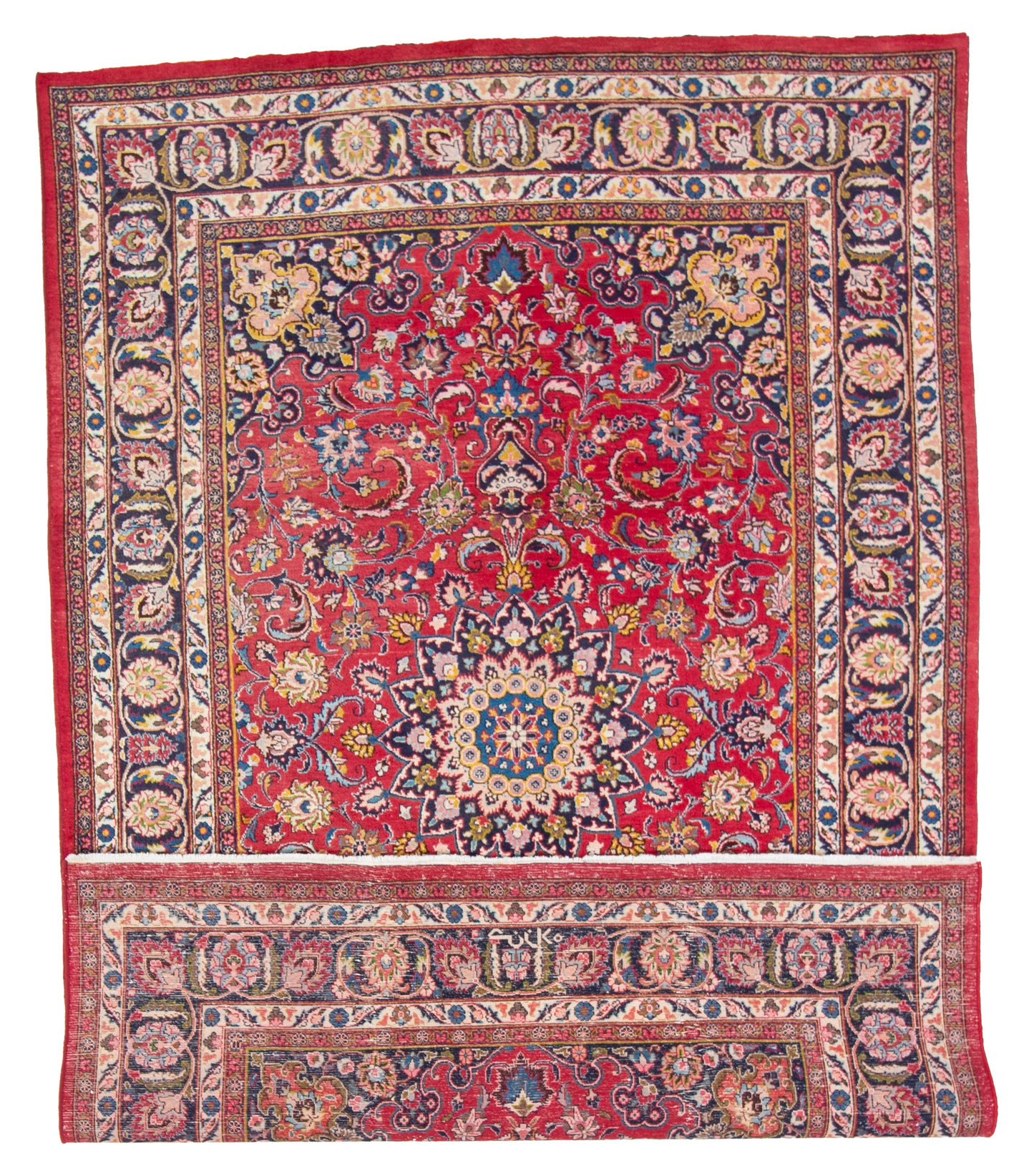 W 6.5 L 9.9 Mashad 100% Wool Hand-Woven All-Over Design - 57416