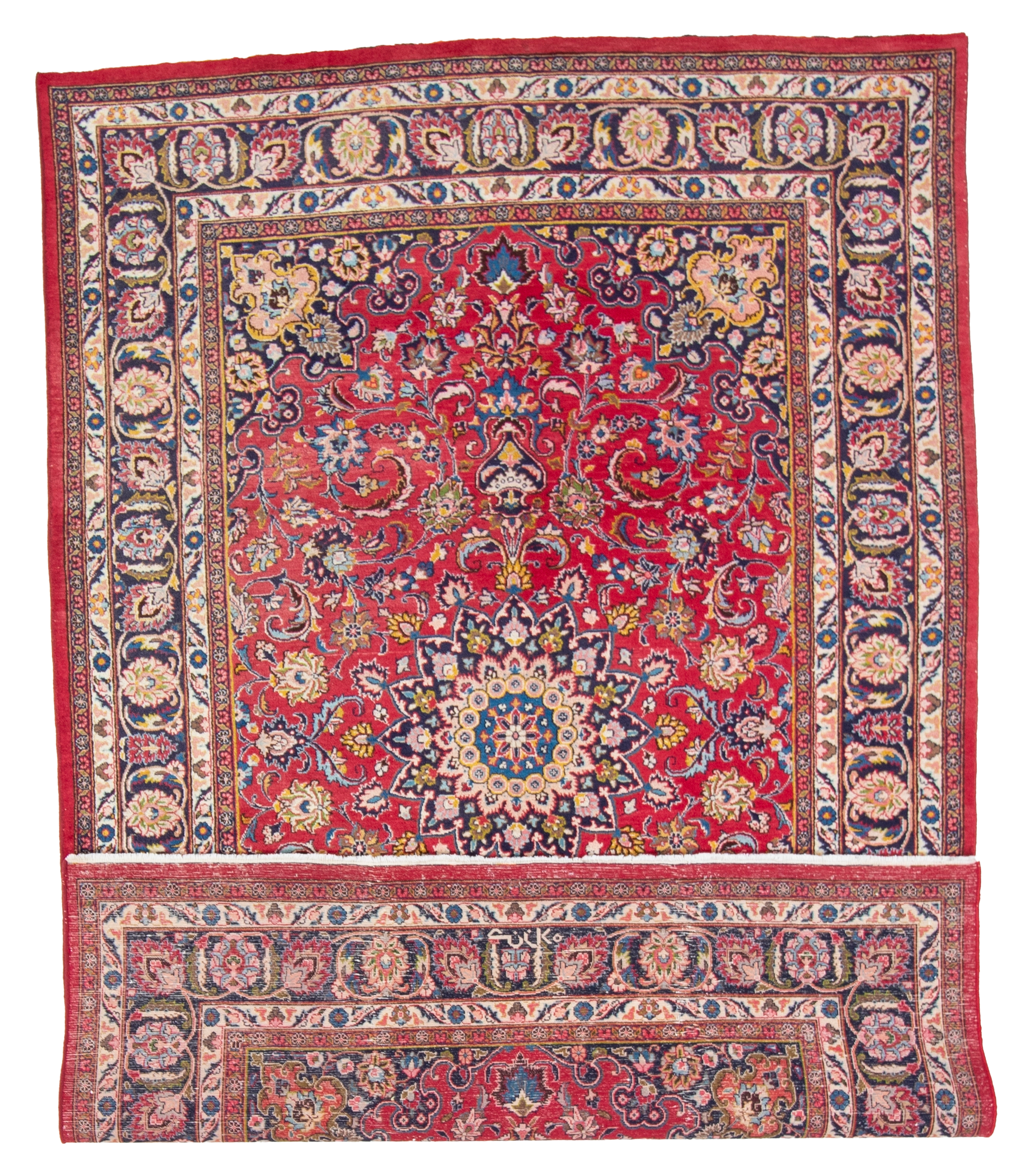 W 6.5 L 9.9 Mashad 100% Wool Hand-Woven All-Over Design - 57416