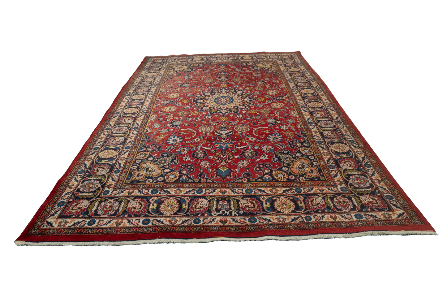 W 6.5 L 9.9 Mashad 100% Wool Hand-Woven All-Over Design - 57416