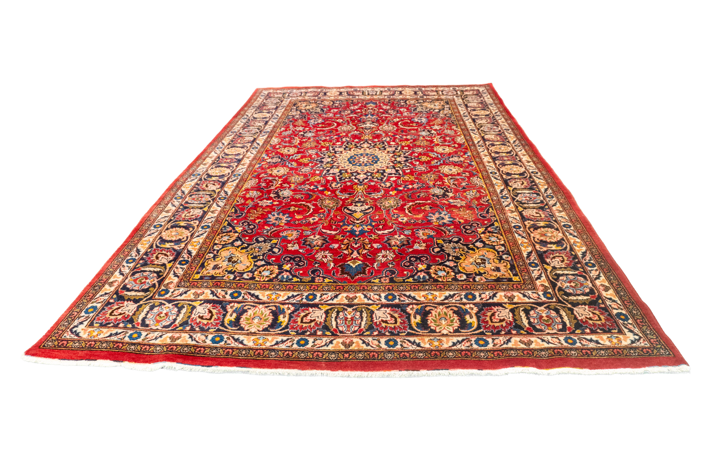 W 6.5 L 9.9 Mashad 100% Wool Hand-Woven All-Over Design - 57416
