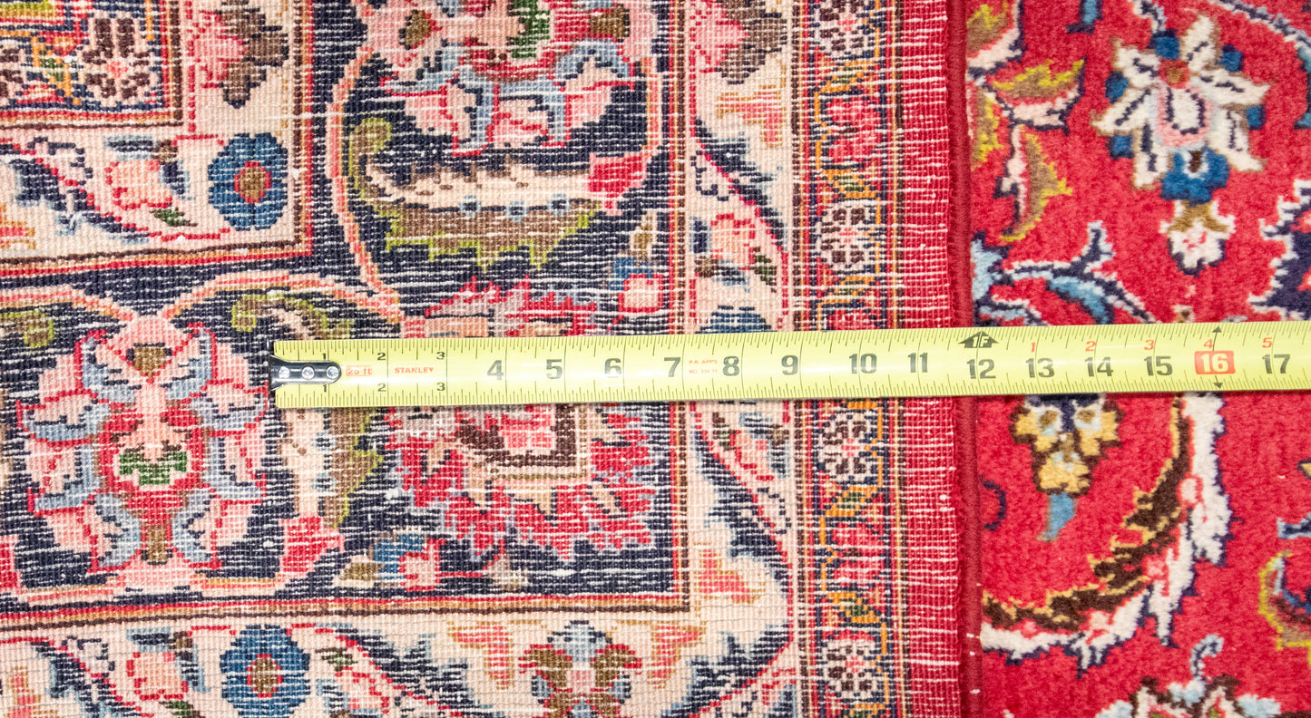 W 6.5 L 9.9 Mashad 100% Wool Hand-Woven All-Over Design - 57416