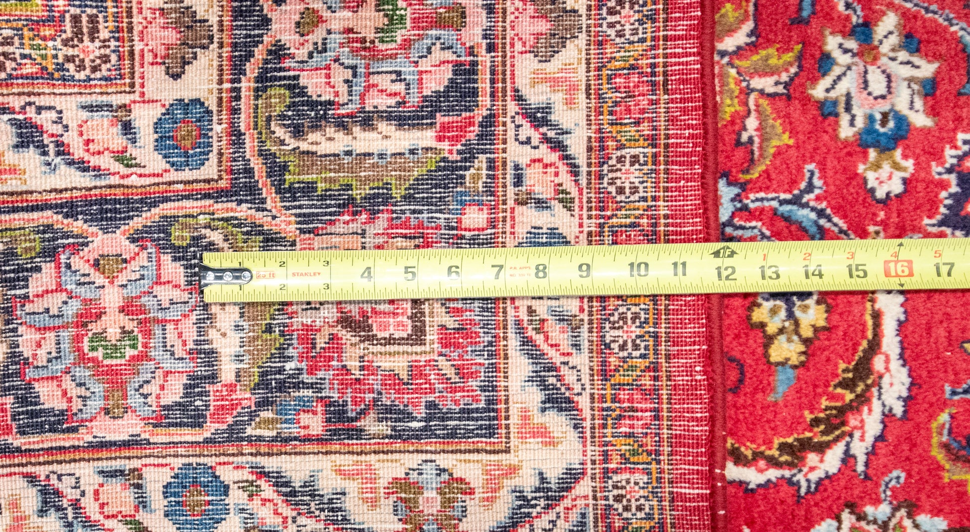 W 6.5 L 9.9 Mashad 100% Wool Hand-Woven All-Over Design - 57416
