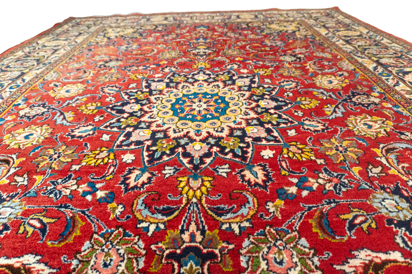 W 6.5 L 9.9 Mashad 100% Wool Hand-Woven All-Over Design - 57416