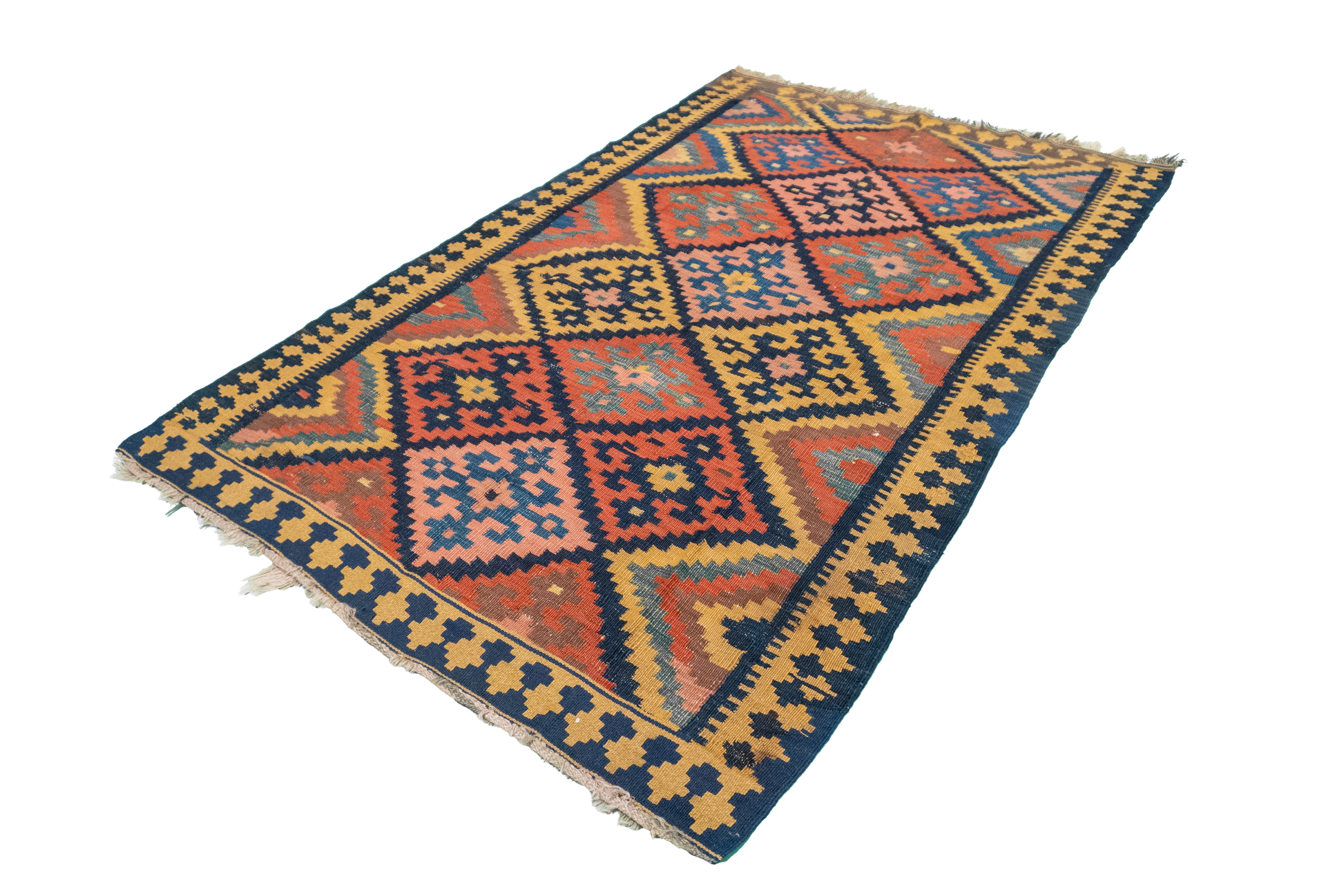 W 4.6 - L 7.1 - Kilim Wool Geometric Rectangle - Finest Hand-Made Quality Wool - 57417