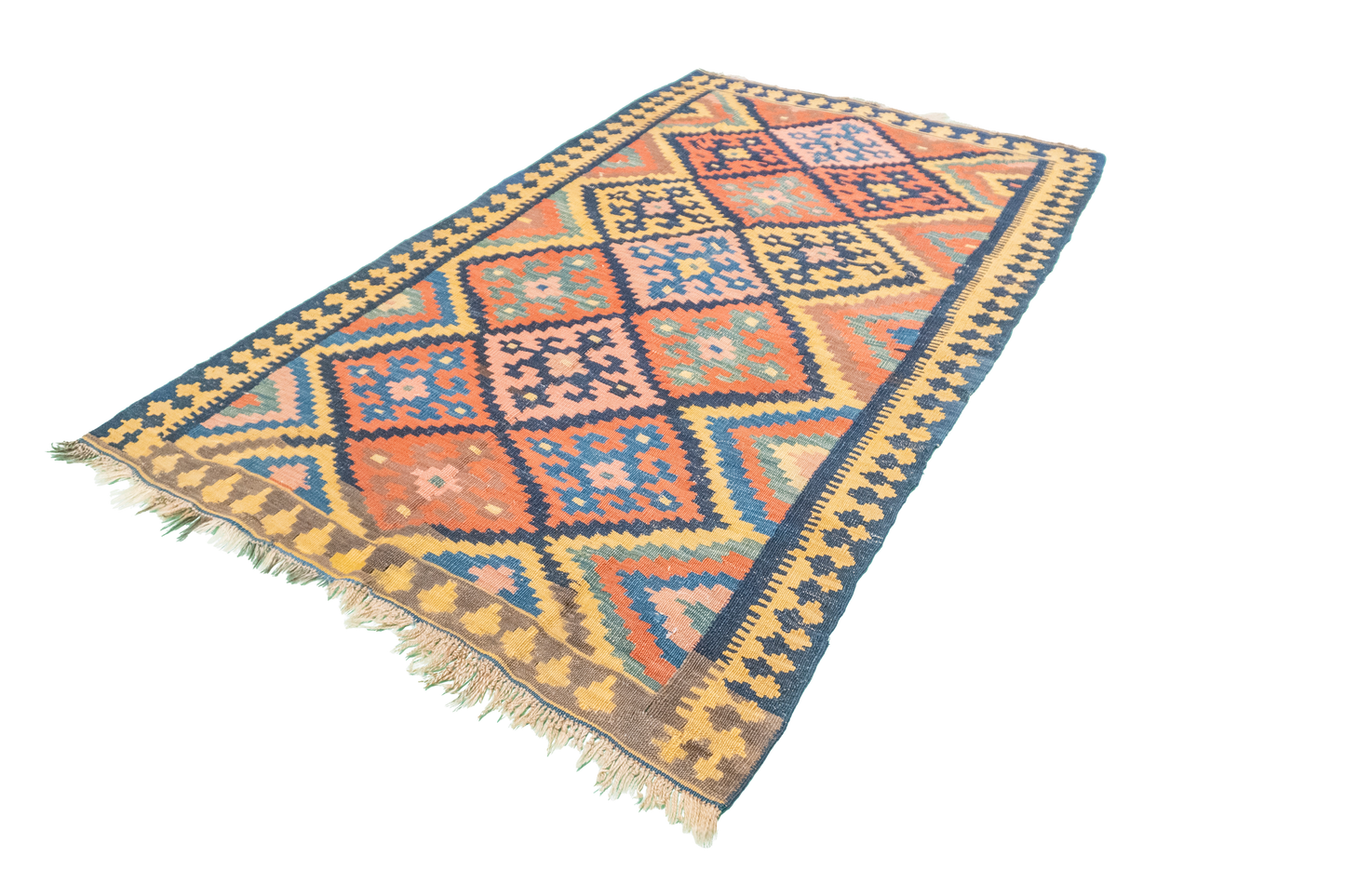 W 4.6 - L 7.1 - Kilim Wool Geometric Rectangle - Finest Hand-Made Quality Wool - 57417