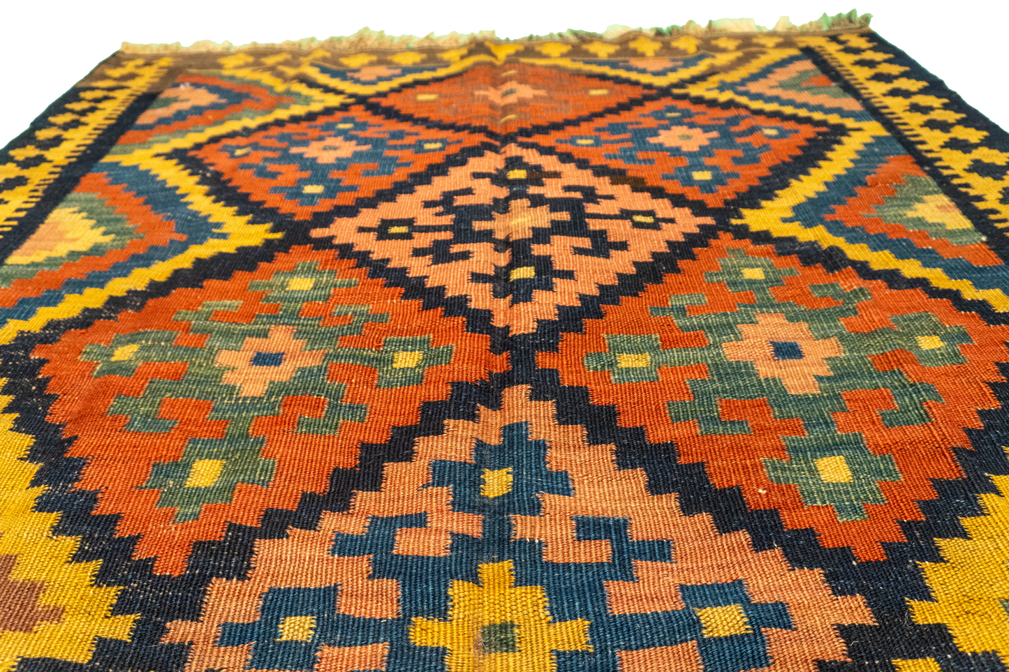 W 4.6 - L 7.1 - Kilim Wool Geometric Rectangle - Finest Hand-Made Quality Wool - 57417
