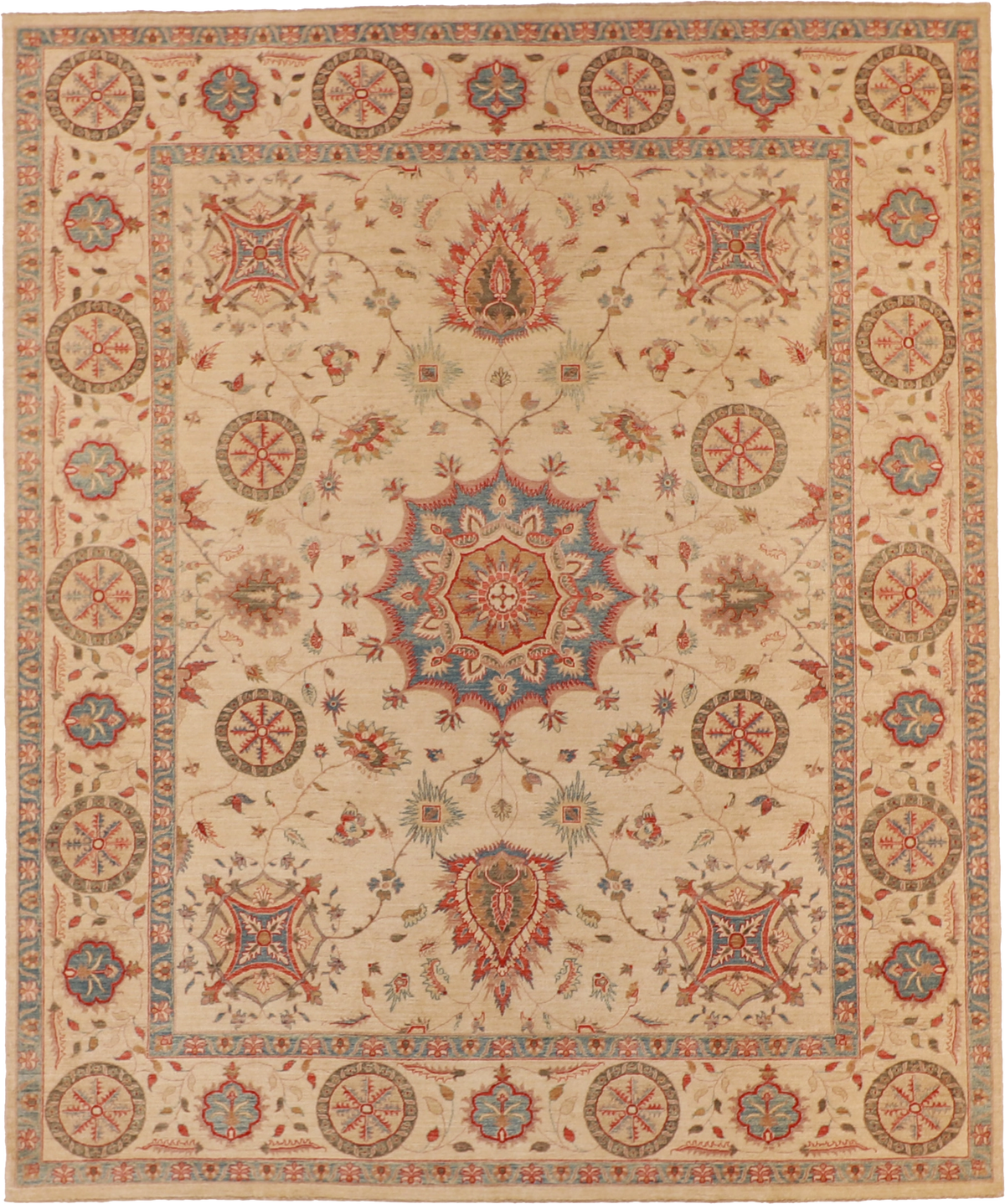 W 8.2 L 9.1 Tabriz 100% Wool Hand-Woven All-Over Design - 57424