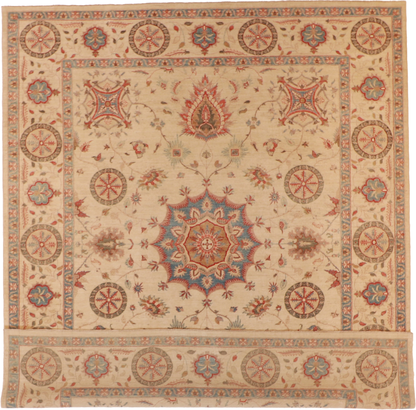 W 8.2 L 9.1 Tabriz 100% Wool Hand-Woven All-Over Design - 57424
