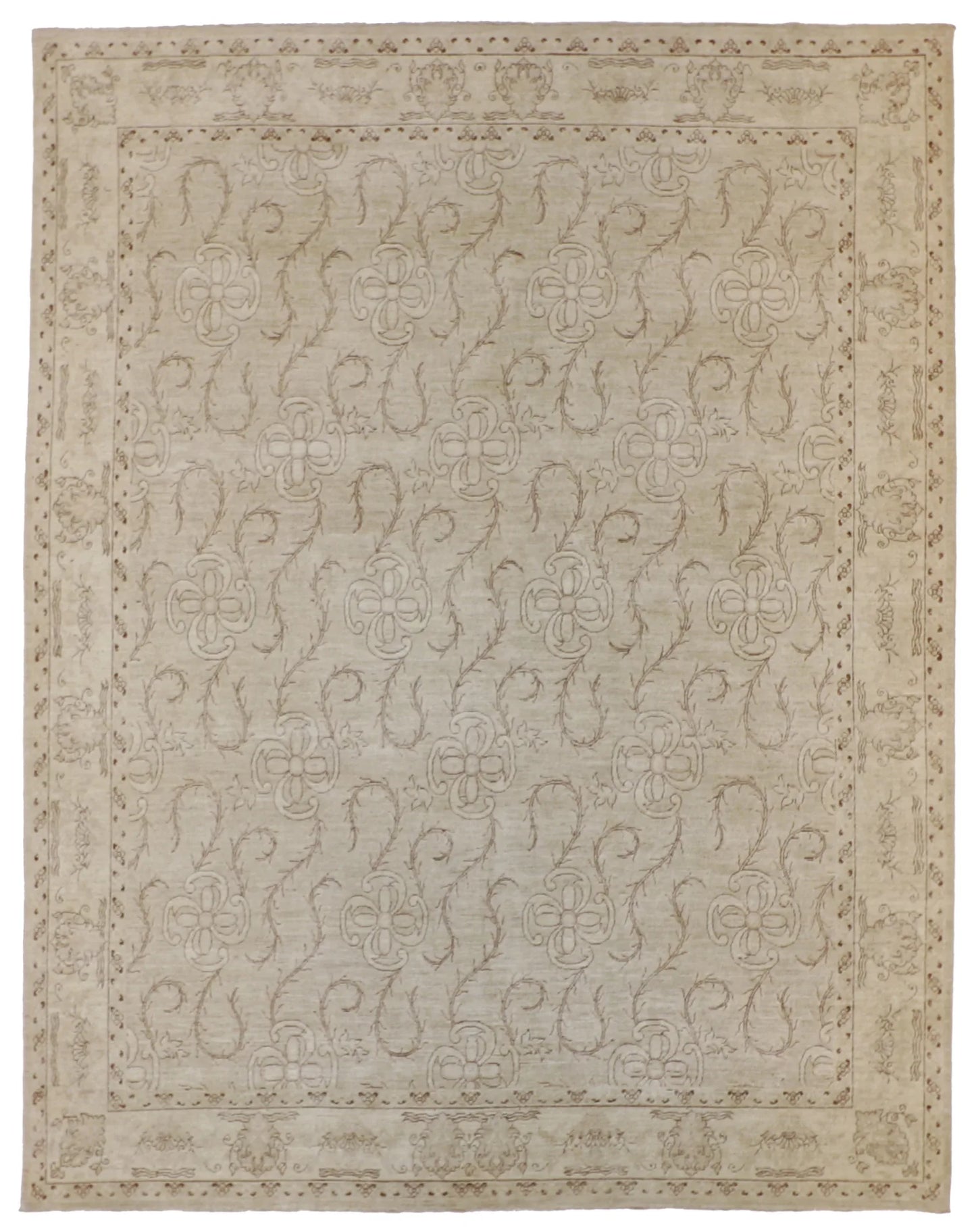 W 7.1 - L 10 - Mashad Wool Transitional Rectangle - Finest Hand-Knotted Quality Wool - 57433