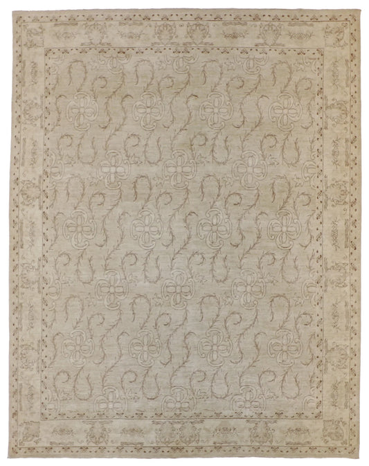 W 7.1 - L 10 - Mashad Wool Transitional Rectangle - Finest Hand-Knotted Quality Wool - 57433