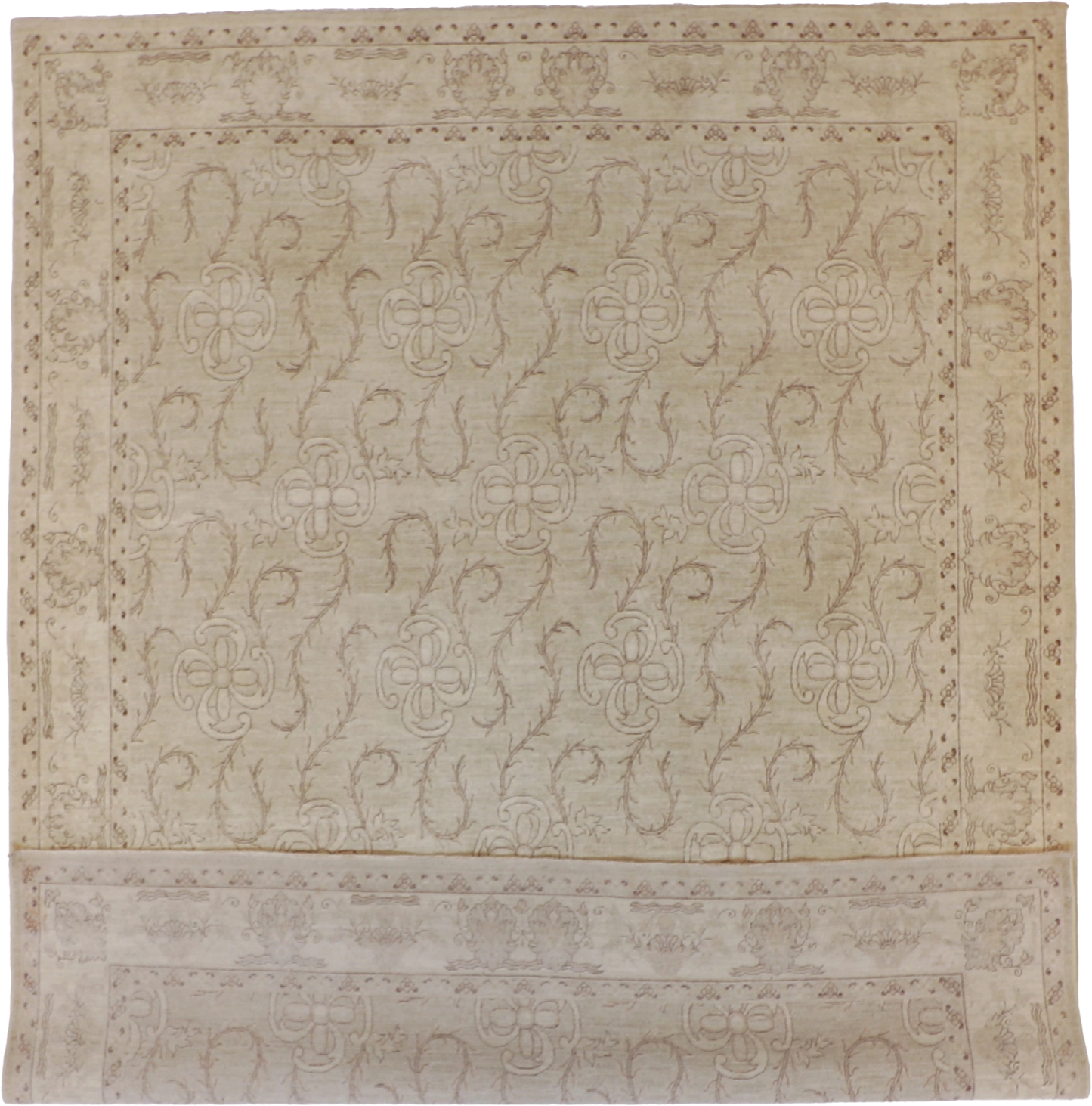 W 7.1 L 10 Mashad 100% Wool Hand-Woven All-Over Design - 57433