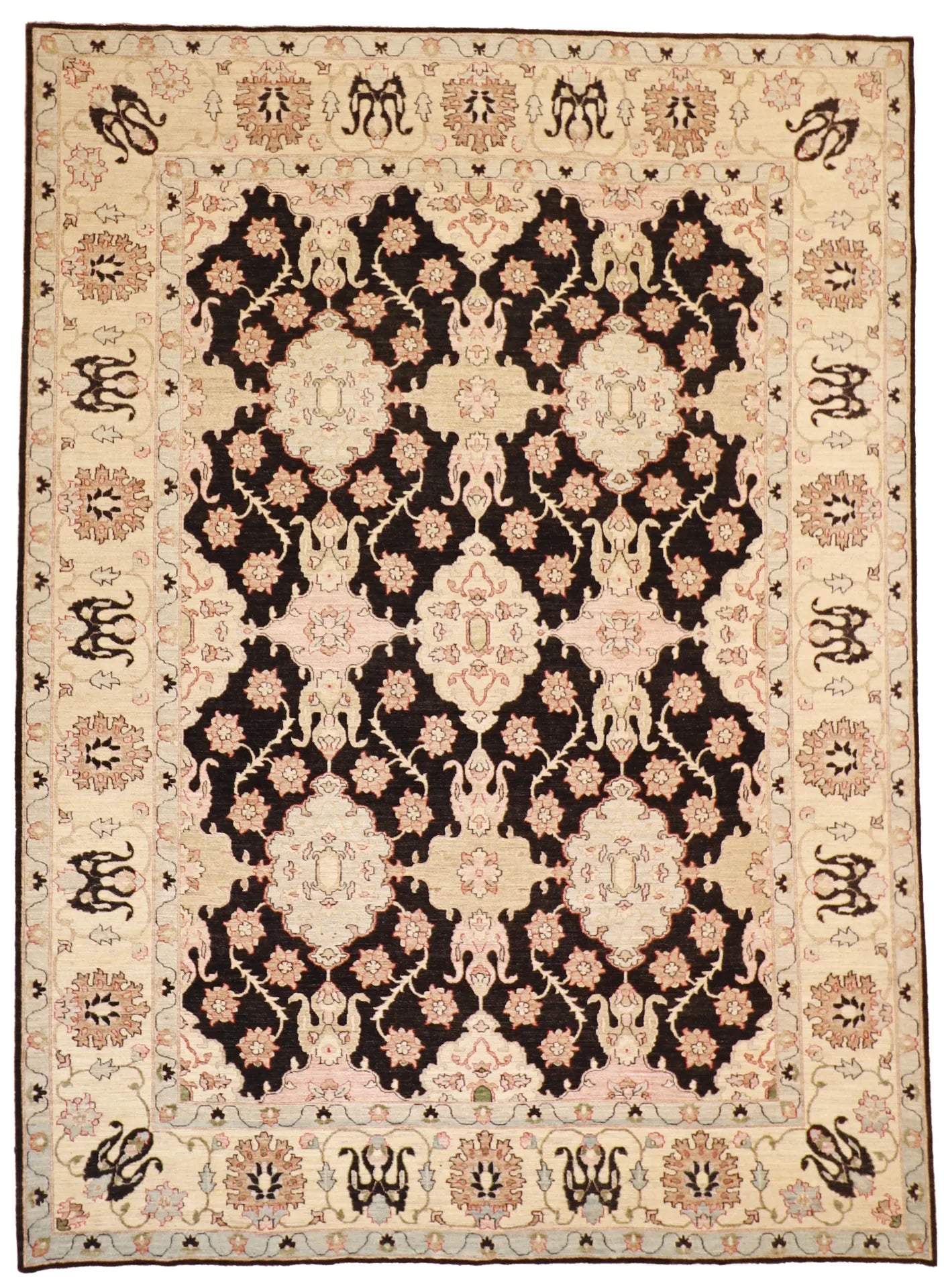 9x12 - Sarouk Fine/Wool Floral Rectangle - Hand Knotted Rug — 57448