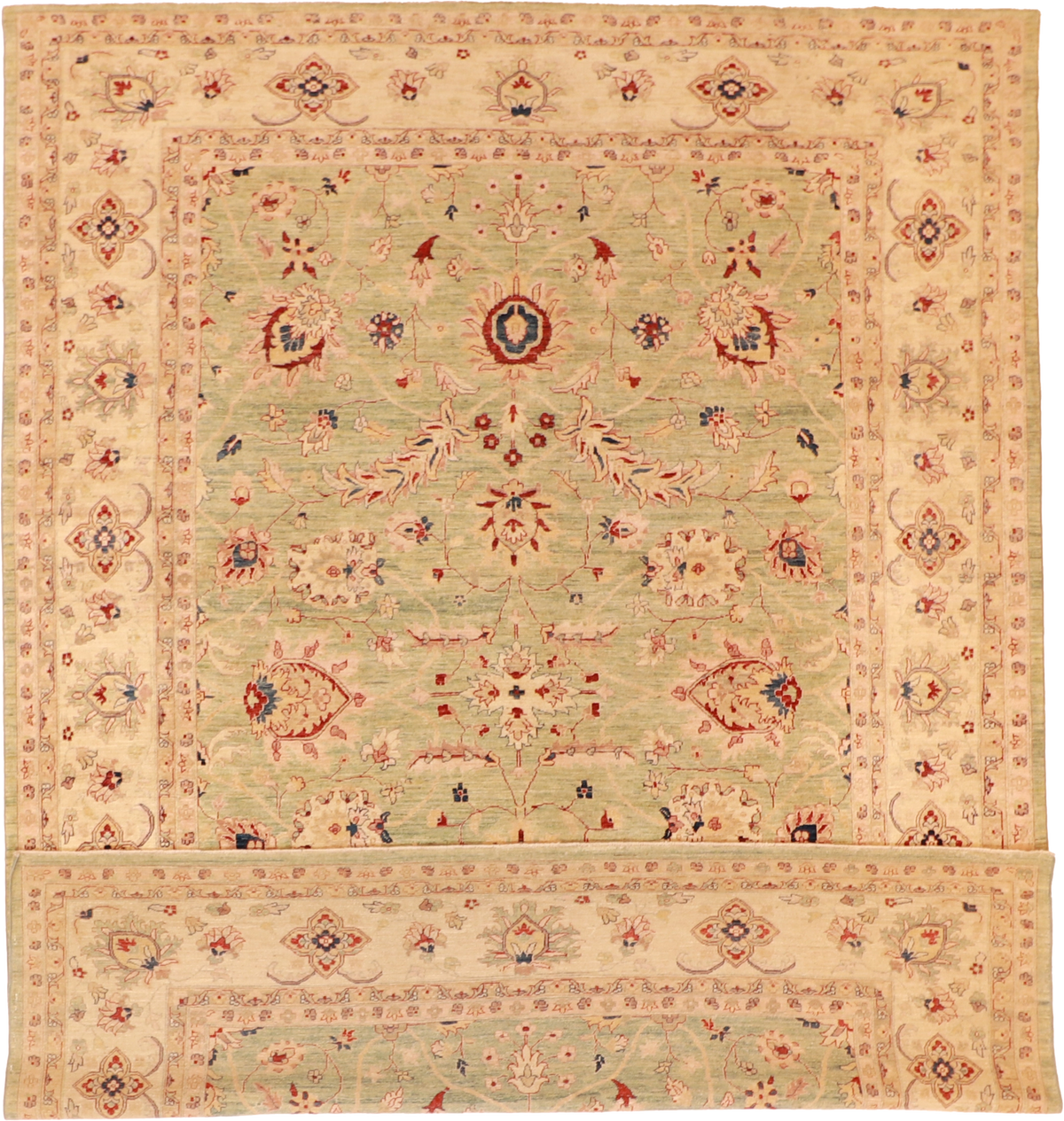 W 9 L 11.11 Kerman 100% Wool Hand-Woven All-Over Design - 57449