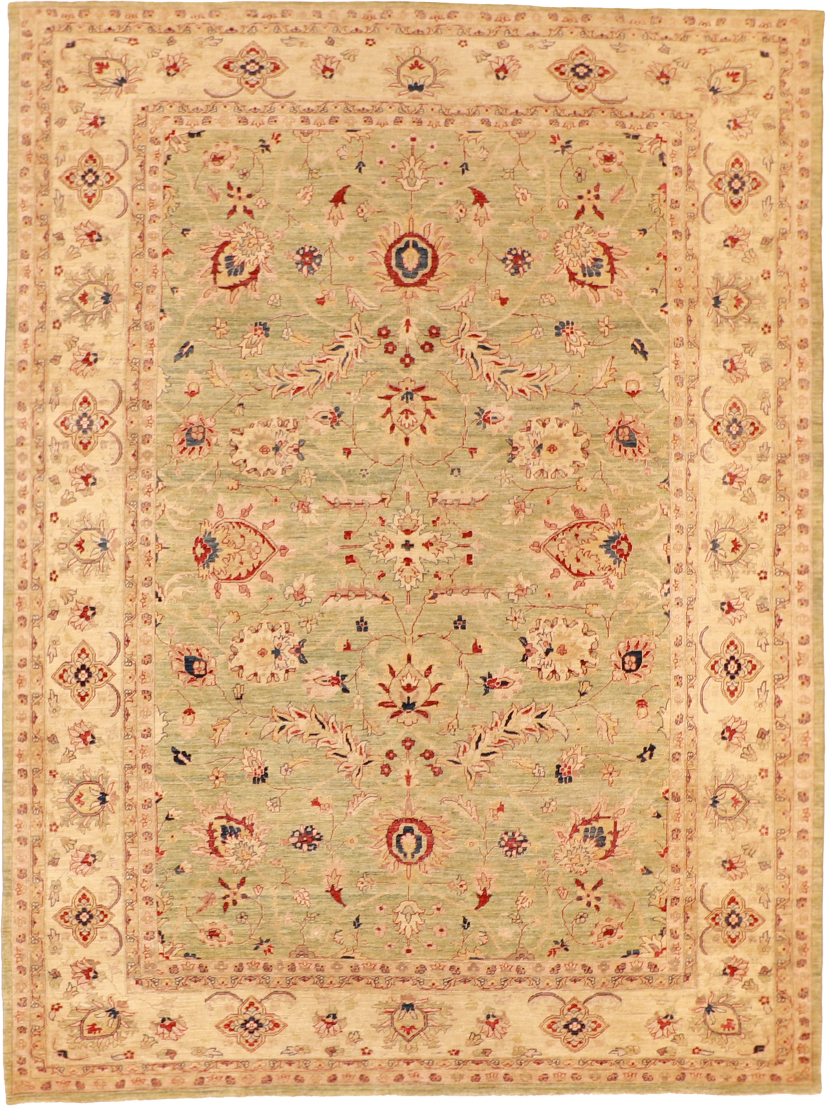W 9 L 11.11 Kerman 100% Wool Hand-Woven All-Over Design - 57449
