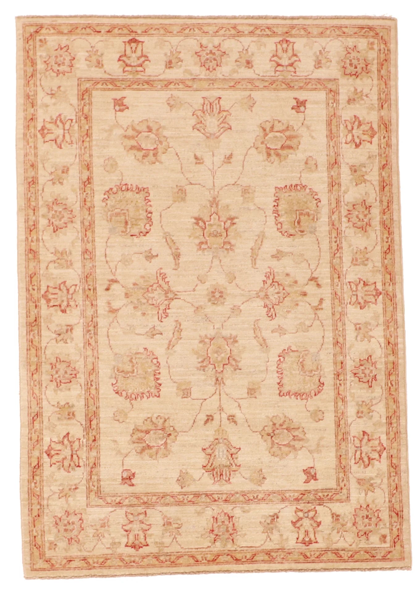 3.5 x 4.11 - Veramin Wool Floral Rectangle - Finest Hand-Knotted Quality Wool — 57458