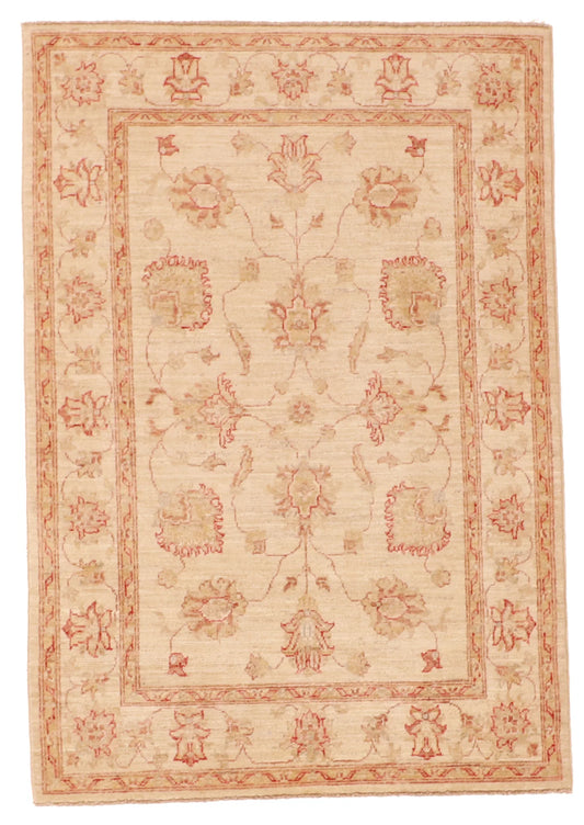 3.5 x 4.11 - Veramin Wool Floral Rectangle - Finest Hand-Knotted Quality Wool — 57458