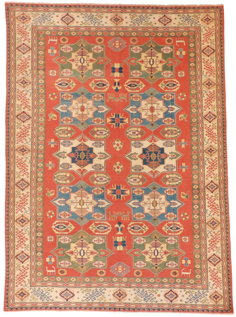 W 8.8 L 12 Malayer 100% Wool Hand-Woven Geometric Design - 57499
