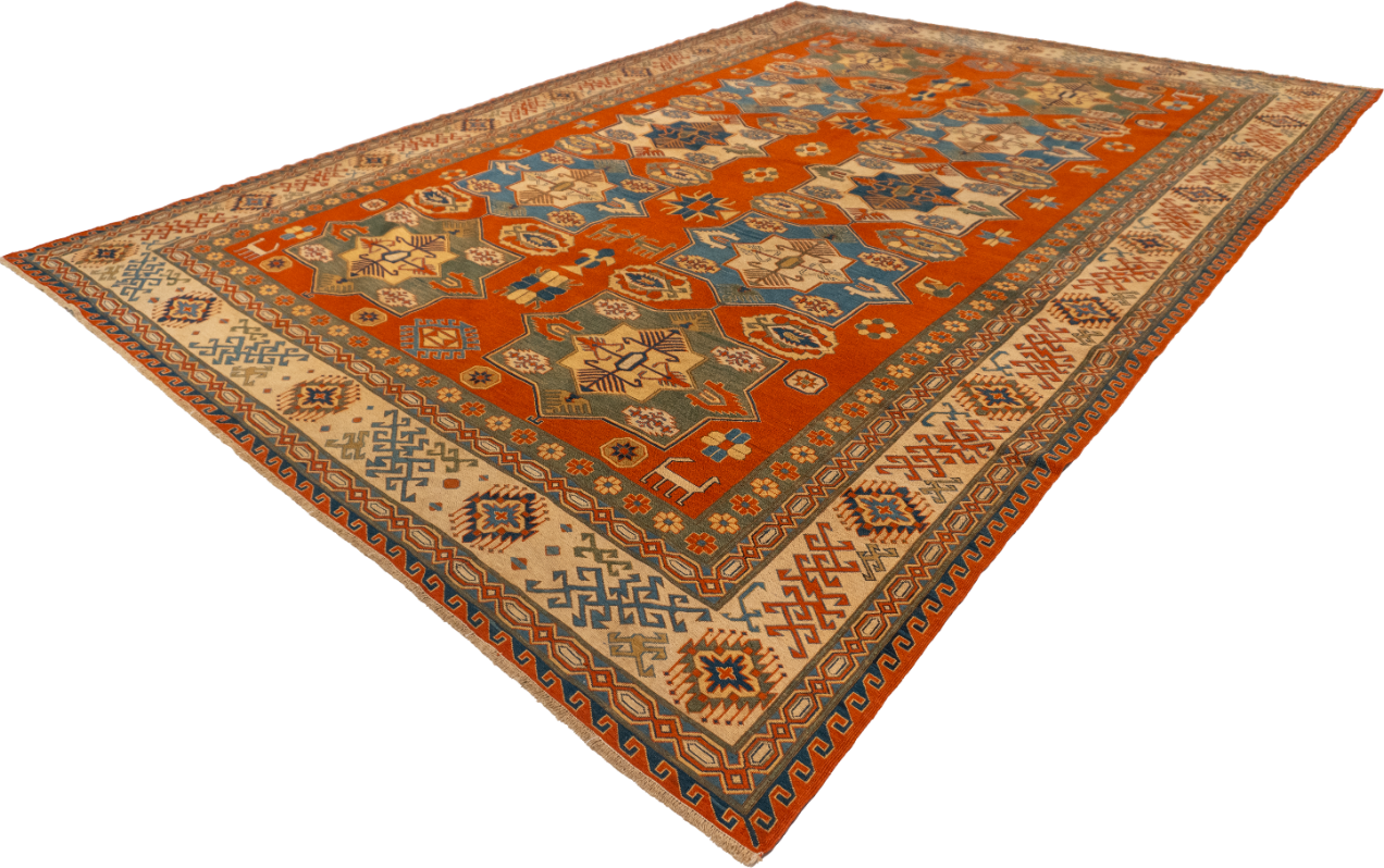 W 8.8 L 12 Malayer 100% Wool Hand-Woven Geometric Design - 57499