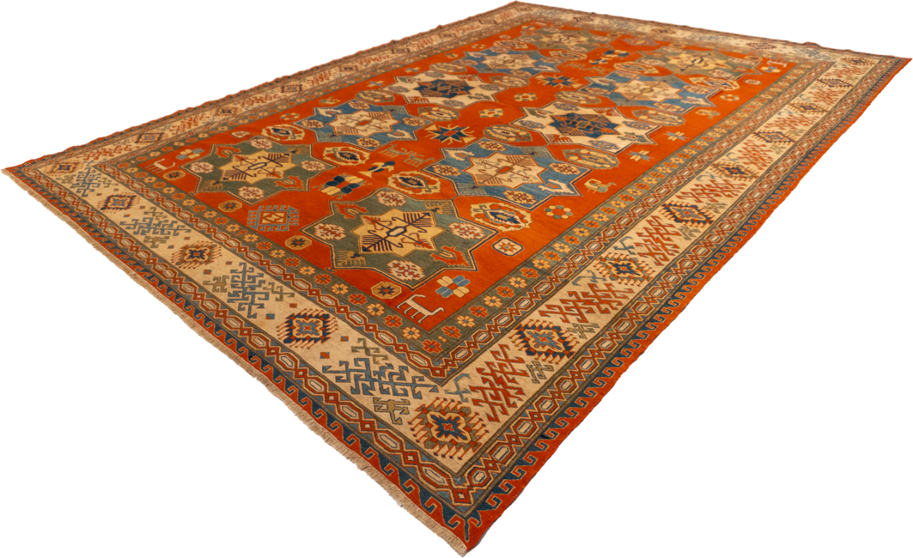 W 8.8 L 12 Malayer 100% Wool Hand-Woven Geometric Design - 57499