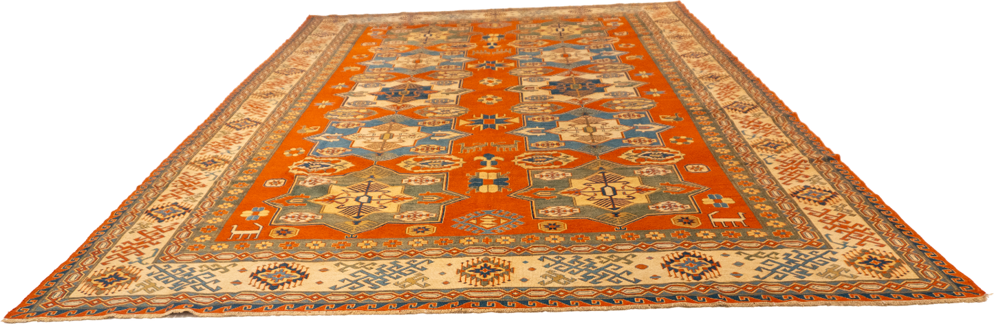 W 8.8 L 12 Malayer 100% Wool Hand-Woven Geometric Design - 57499