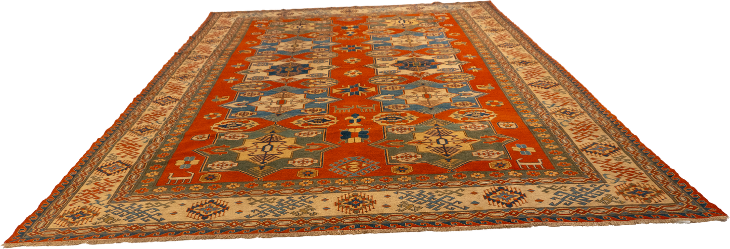 W 8.8 L 12 Malayer 100% Wool Hand-Woven Geometric Design - 57499
