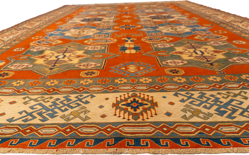 W 8.8 L 12 Malayer 100% Wool Hand-Woven Geometric Design - 57499