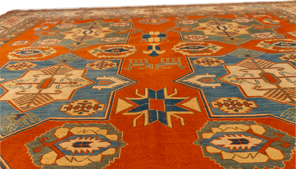W 8.8 L 12 Malayer 100% Wool Hand-Woven Geometric Design - 57499