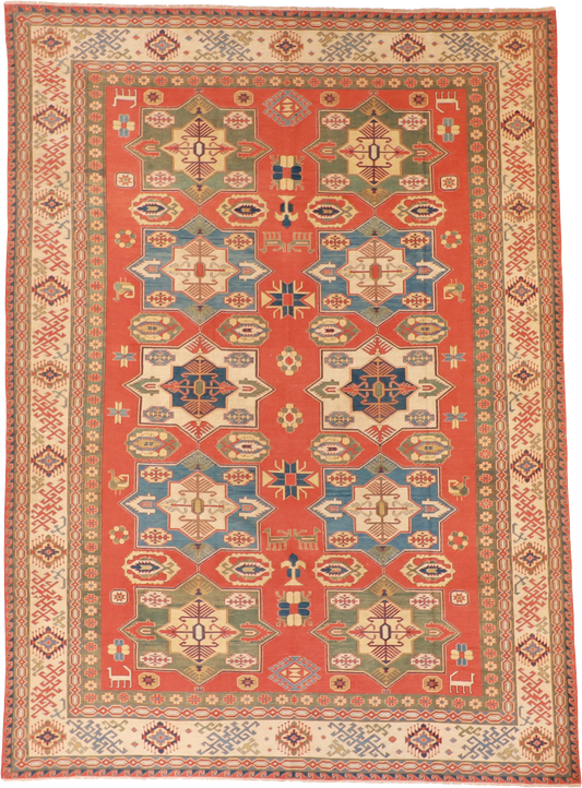 W 8.8 L 12 Malayer 100% Wool Hand-Woven Geometric Design - 57499