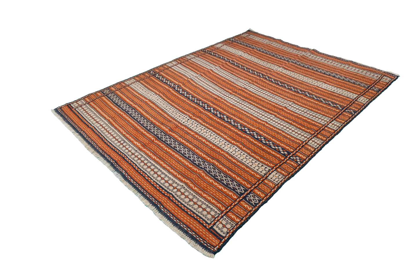 W 4.10 L 6.9 Malayer 100% Wool Hand-Woven Geometric Design - 57503
