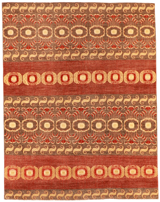 W 8.11 - L 11.5 - Modern Wool Isfahan Rectangle - Hand Woven Rug - 57557