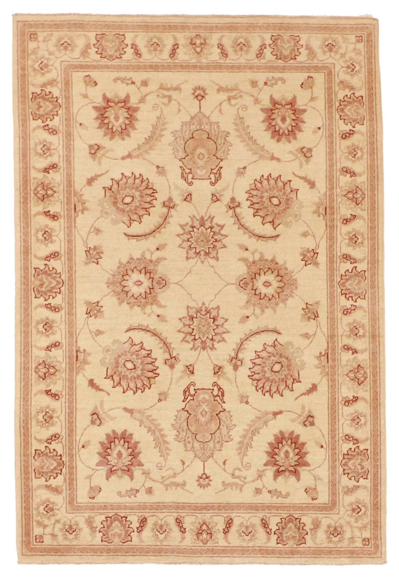 4.2 x 6.1 - Qum Wool Traditional Rectangle - Finest Hand-Knotted Quality Wool — 57558