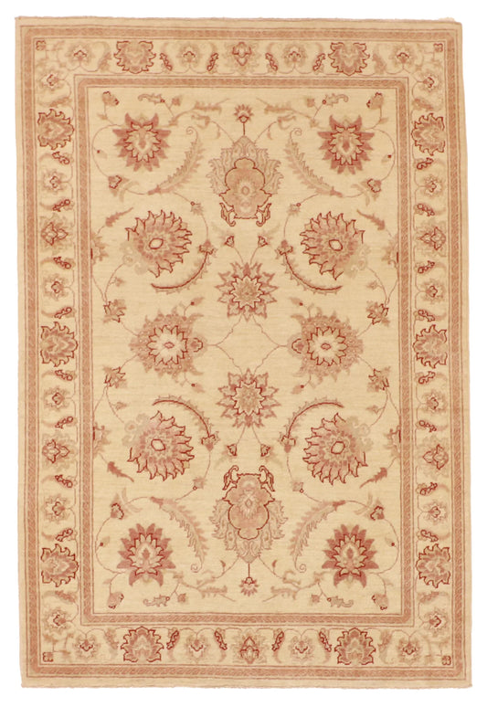 4.2 x 6.1 - Qum Wool Traditional Rectangle - Finest Hand-Knotted Quality Wool — 57558