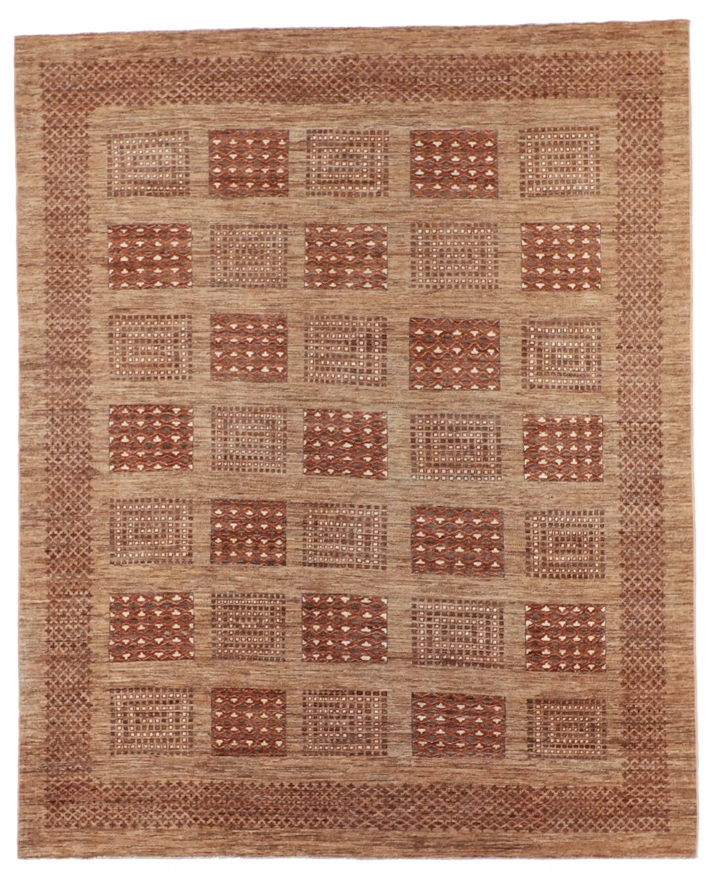 8.1 x 10 - Modern Wool Contemporary Rectangle - Finest Hand-Knotted Quality Wool — 57581