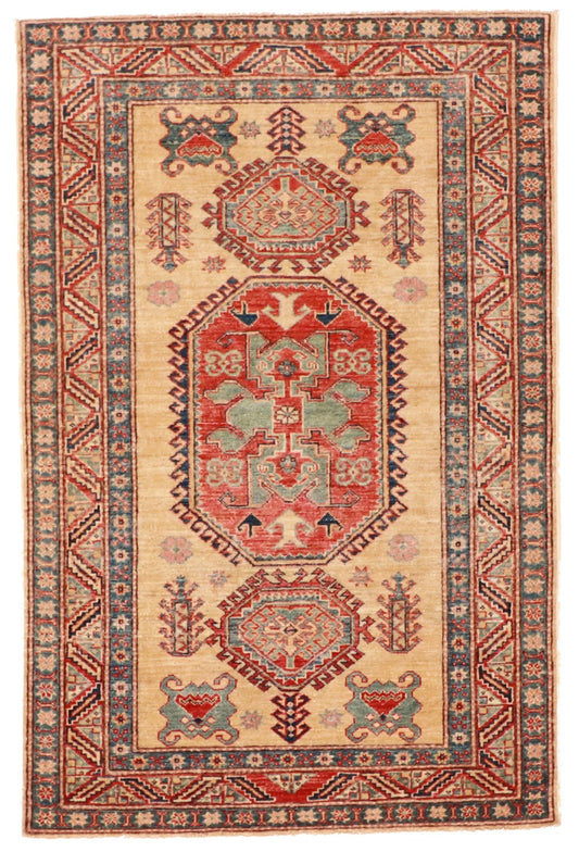 3.5 x 5.2 - Shirvan Fine Geometric Rectangle - Finest Hand-Knotted Quality Wool — 57593