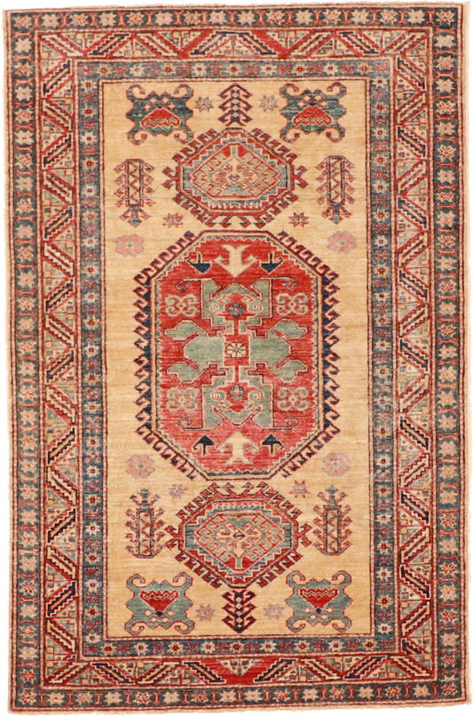 W 3.5 L 5.2 Shirvan 100% Wool Hand-Woven Geometric Design - 57593