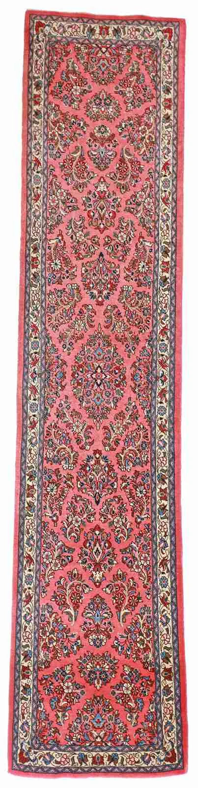 W 2.7 L 11.8 Sarouk Runner 100% Wool Hand-Woven All-Over Design - 57612