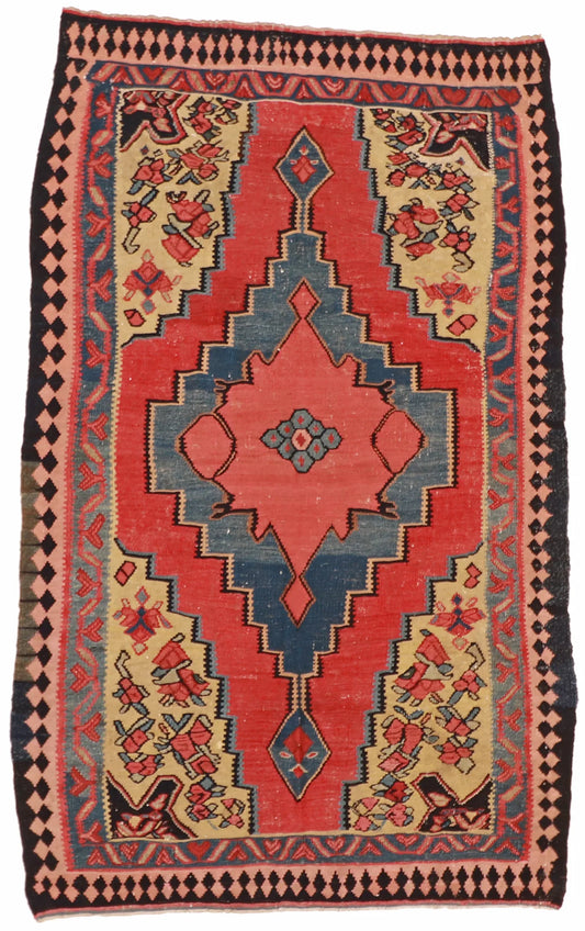 4.4 x 7 - Seneh Fine Geometric Rectangle - Finest Hand-Made Quality Wool — 57628