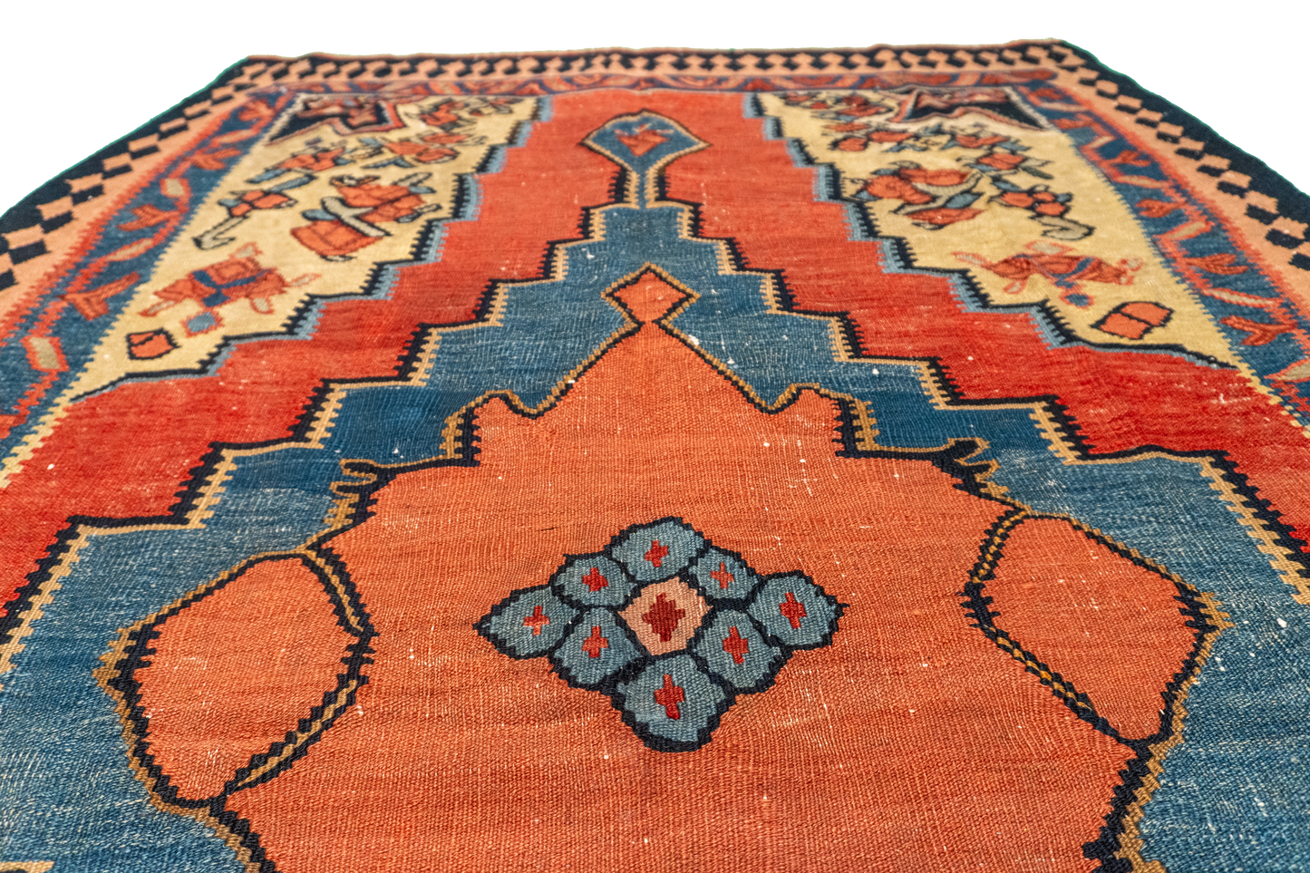 W 4.4 L 7 Seneh 100% Wool Hand-Woven Geometric Design - 57628