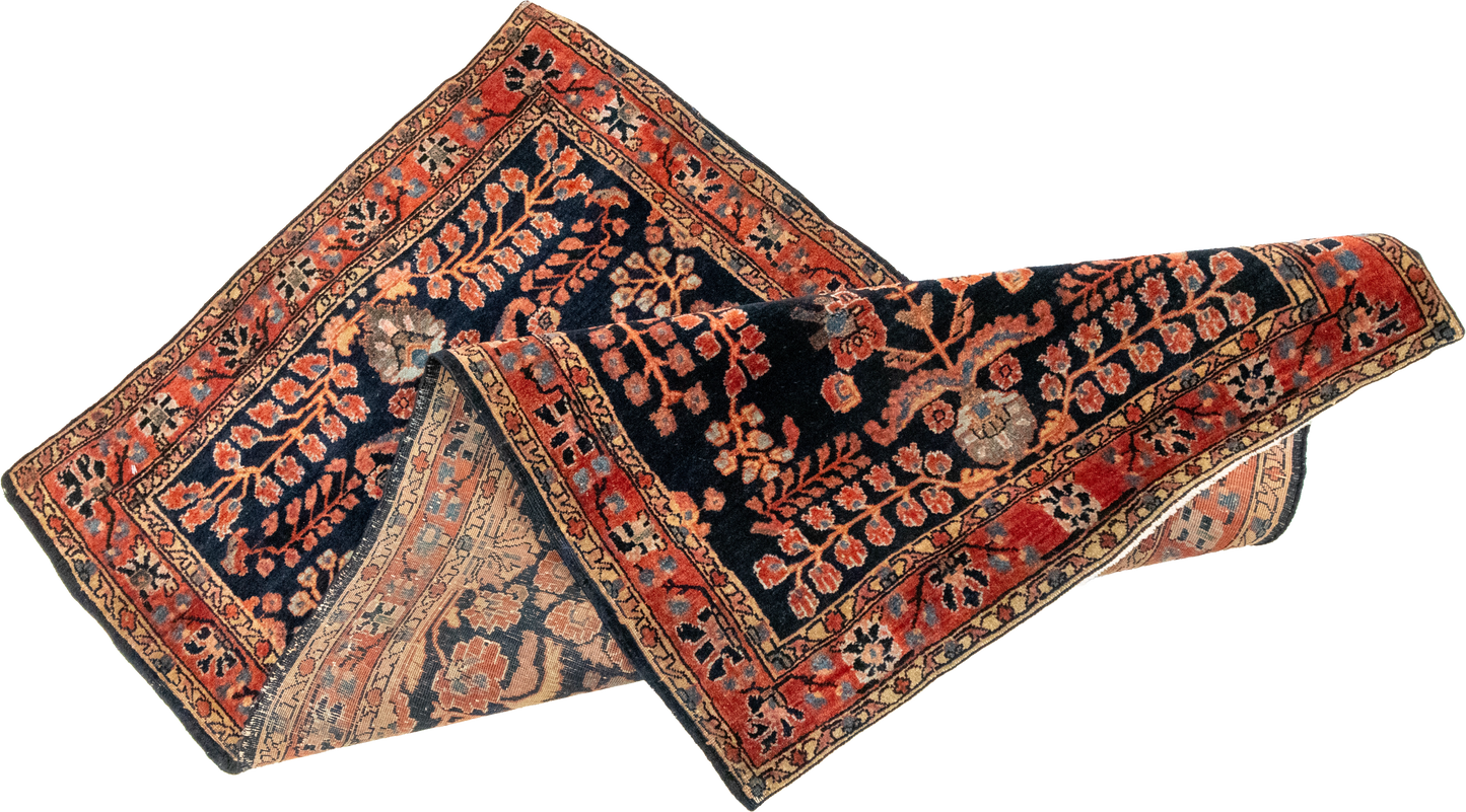 W 2.8 L 4.10 Sarouk Farahan Antique Runner 100% Wool Hand-Woven All-Over Design - 57671