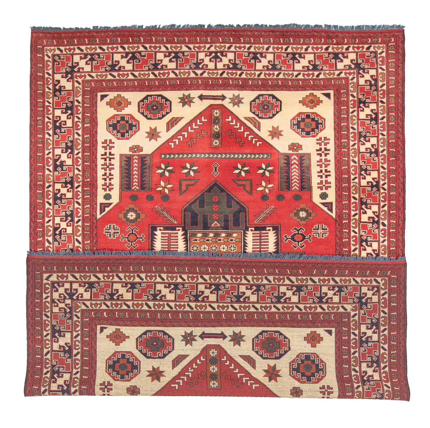 W 8.7 L 11.9 Serapie 100% Wool Hand-Woven All-Over Geometric Design - 57677