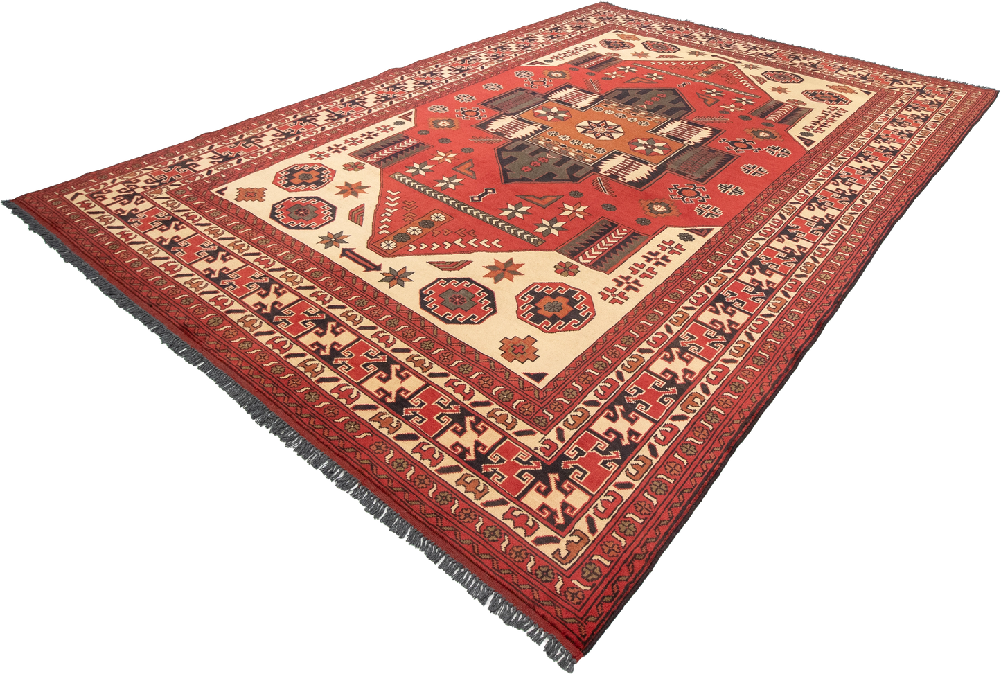 W 8.7 L 11.9 Serapie 100% Wool Hand-Woven All-Over Geometric Design - 57677