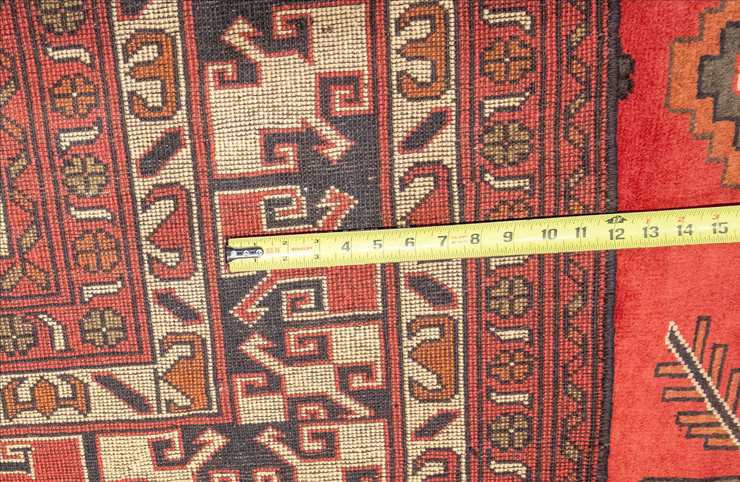 W 8.7 L 11.9 Serapie 100% Wool Hand-Woven All-Over Geometric Design - 57677