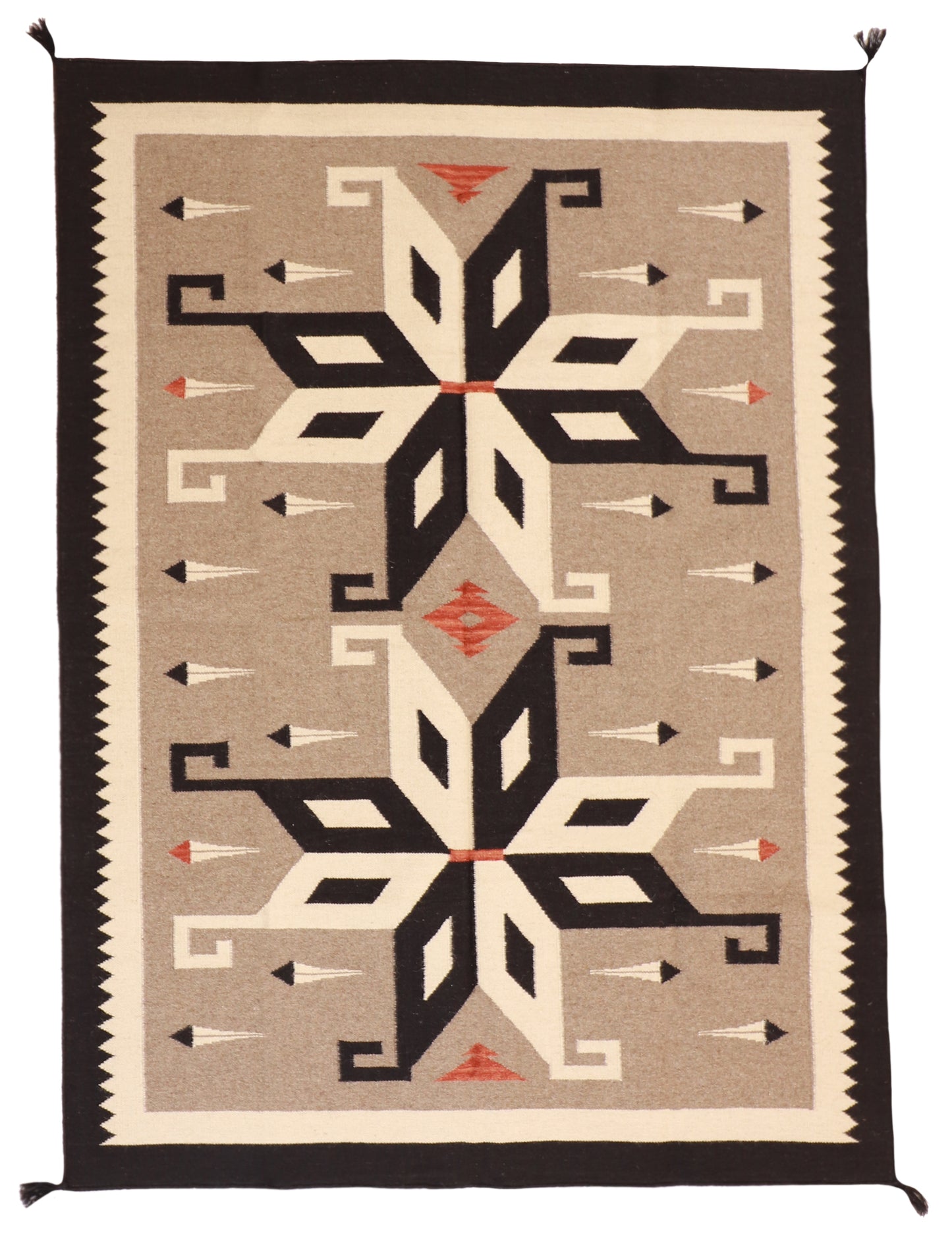W 5.2 L 7 Navajo 100% Wool Hand-Woven Geometric Design - 57692