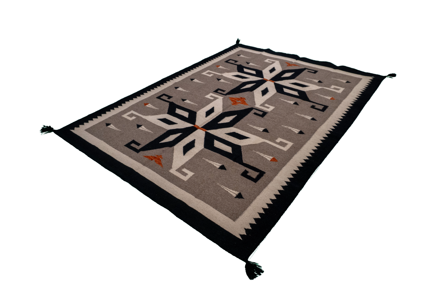 W 5.2 L 7 Navajo 100% Wool Hand-Woven Geometric Design - 57692